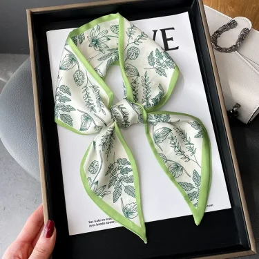 Fashion Print Hair Ribbon Scarf Women Neck Tie Bag Scarfs Satin Silk Skinny Headscarves Ladies Foulard Floral Bands 2025 2