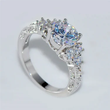 Exquisite Fashion Silver Color Engagement Rings for Women Fashion White Zircon Stones Ring Anniversary Bridal Wedding Jewelry 2