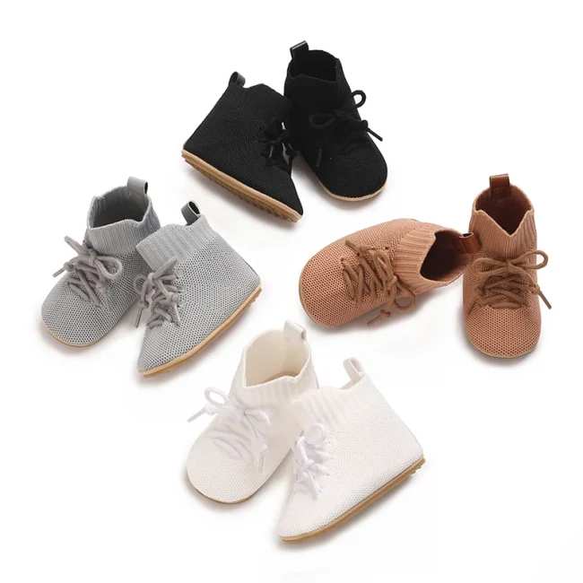 4 Colors Lace Up Ventilate Mid Cut Shoes Spring And Autumn Baby Casual Shoes Rubber Base Anti Slip Flat Shoes Baby Walking Shoes 1