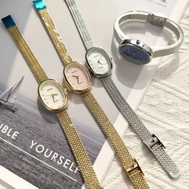 New Brand Quartz Watch for Women Luxury Gift Oval Dial Rhinestone Watch Adjustable Stainless Steel Strap Wristwatches Wholesale 5