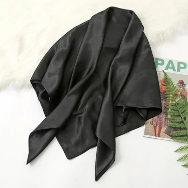 90*90cm Big Size Headwraps Solid Colors Neckerchief Hijab Women Satin Headband Hair Scarves Female Shawls Head Scarfs for Ladies 2