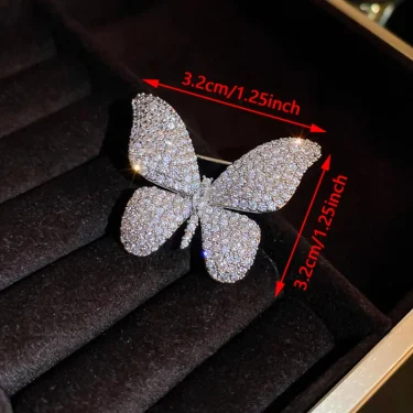 Elegant Temperament Crystal Brooch Pins For Women Shiny Rhinestone Butterfly Corsage Fashion Wedding Party Jewelry Best Gift 3