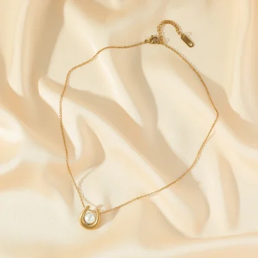 EILIECK 316L Stainless Steel Colorful Zircon Pearl Pendant Necklace For Women Girl Fashion Waterproof Neck Chain Jewelry Gift 4