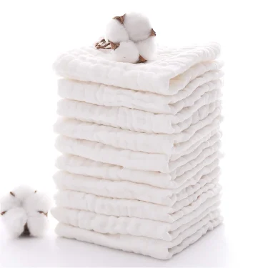 Baby Muslin Washcloths Natural Cotton Baby Wipes Soft Newborn Face Towel Sensitive Skin- Baby Registry 12*12inch Towels 2pcs 2