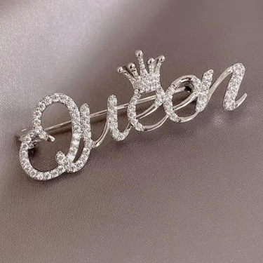 diamond crown English letter brooch Fashion accessories 2