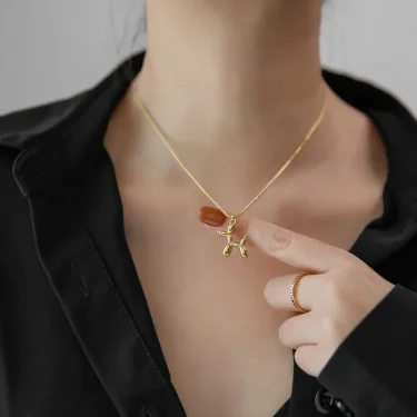 Silver Color Cute Animal Balloon Dog Necklaces Creative Pendant Clavicle Chain Necklace Ladies Girl Jewelry 3