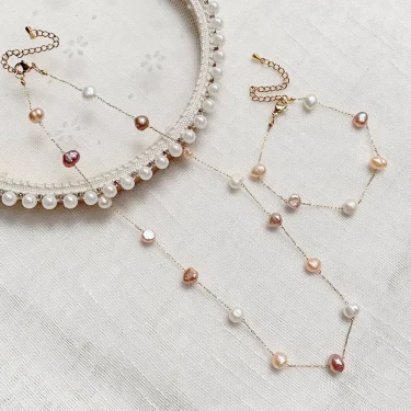 Irregular Pearl Charm Natural Freshwater Pearl Choker Necklace for Women Mixed White Purple Pink Baroque Pearl Chain Necklace 3