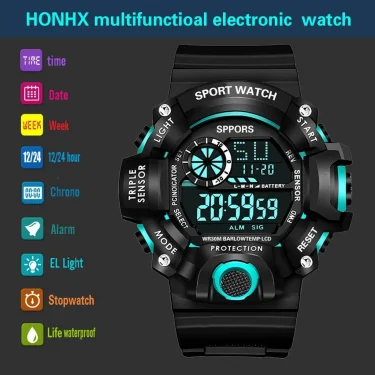 Men's LED Digital Watch Men Sport Watches Fitness Electronic Watch Multifunction Military Sports Watches Clock Kids Gifts 6