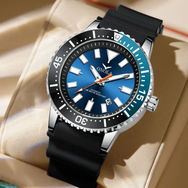 HOT Business Men's Fully Automatic Mechanical Watch ONOLA Genuine Leather Waterproof Casual Watch Men's Clock 4