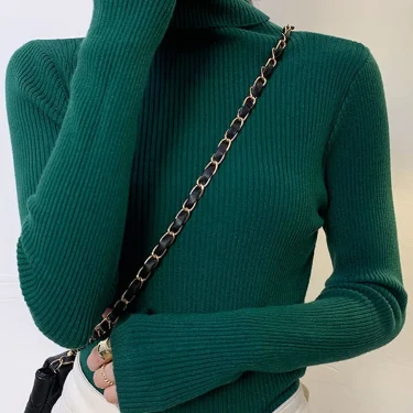 ITOOLIN Women Turtleneck Sweaters Casual Soft Cashmere Pullovers Elastic Jumpers Knit Slim Basic Sweater For Women Winter 2023 2