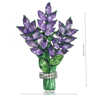 Exquisite Purple Lavender Brooch Women's Brooches Crystal Rhinestone Bouquet Pins Clothing Coat Luxury Jewelry Girl Gift 6