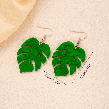 Acrylic Palm Leaf Design Drop Earrings Summer Vacation Style Monstera Dangle Earrings Fashion Jewelry 5