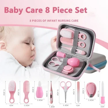 6/8pcs/Set Newborn Baby Kids Nail Hair Health Care Thermometer Grooming Brush Kit Care Baby Essentials Newborn Material Safety 2