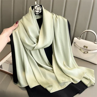 90*180cm Fashion Luxury Solid Color Silk Scarf Women Soft Smooth Scarves Head Wrap Hijab Outdoors Muffler Long Shawl Beach Towel 6
