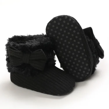 Baby Autumn And Winter Boots Girls And Boys Black Warm Shoes Black Fashionable Toddler's First Step Children's Shoes 0-18M 3