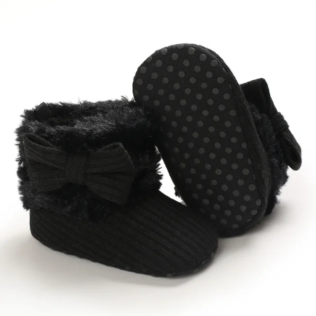 Baby Autumn And Winter Boots Girls And Boys Black Warm Shoes Black Fashionable Toddler's First Step Children's Shoes 0-18M 3
