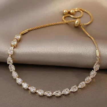 Luxury Adjustable Bracelet Women's Fashion Temperament Geometric Square Rhinestone Bracelet Wristband Party Wedding Jewelry 1