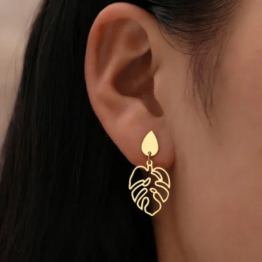 Stainless Steel Earrings Classic Vintage Water Drop Plant Leaves Fashion Pendants Earrings For Women Jewelry Party Girls Gifts 5