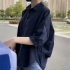 navy blue shirt