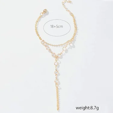 Fashion Multilayer Bracelet Ring Crystal Luxury Finger Bracelet Hot Seles Women Wed Bridal Jewelry Finger Chain Couple Bracelet 6