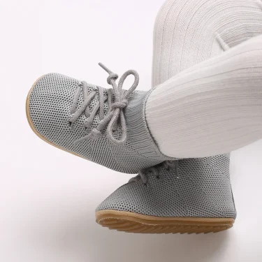 4 Colors Lace Up Ventilate Mid Cut Shoes Spring And Autumn Baby Casual Shoes Rubber Base Anti Slip Flat Shoes Baby Walking Shoes 6