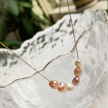 Mixed Color Natural Freshwater Pearl Necklace for Women Wedding Gifts Irregular Baroque Stainless Steel Chain Choker Minimalist 2