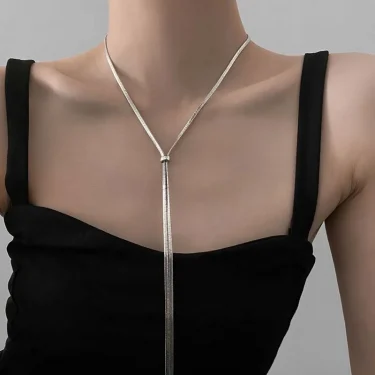 Fashion Metal Long Snake Bone Chain Necklace for Women Hip Hop Silver Color Pull Sweater Chain Necklace Jewelry 2025 New 1