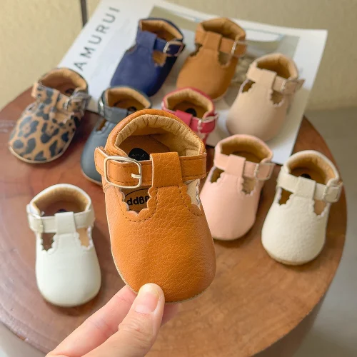 Newborn Baby Shoes Classic Stripe Leather Boy Girl Shoes Multicolor Toddler Rubber Sole Anti-slip First Walkers Infant Moccasins 1