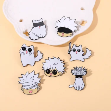 Enamel Pin Kawaii Anime Role Eye Mask Cute Manga Brooches Badge Jujutsu Kaisen Anime Accessories For Backpack Gojo Satoru Cats 4