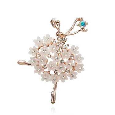 Gymnastics Ballet Girl Flower Dancer Crystal Brooches For Women Cute Elegant Rhinestone Pin Corsage Fashion Wedding Jewelry Gift 6