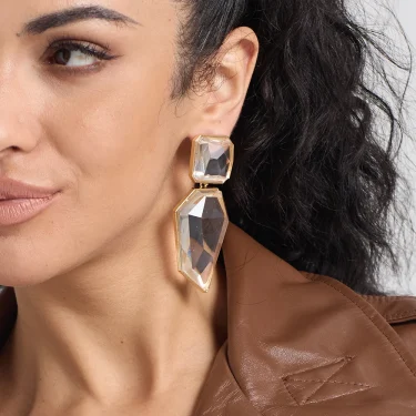 Fashion Irregular Resin Stone Big Dangle Earrings for Women Geometric Transparent Crystal Pendant Earrings Statement Jewelry 1