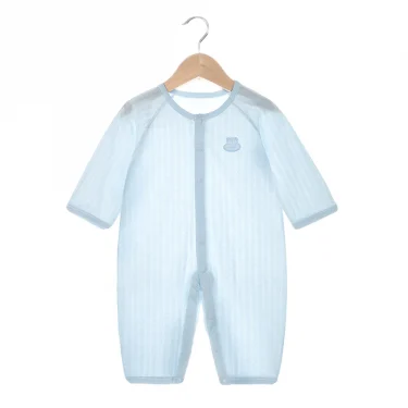 Baby Thin Summer Jumpsuit Clothes Short Sleeve Romper Boy Newborn Solid Girl Sleep Gown Infant Organic Cotton Rompers 4