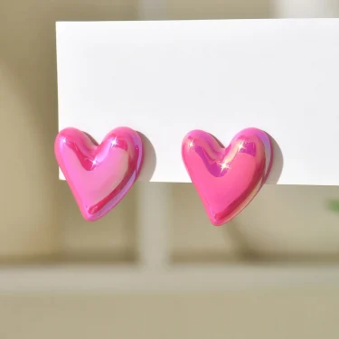 Shine Cute Korean Heart Earrings New Trend Boho Acrylic Geometric Love Heart Stud Earrings Fashion Jewelry For Women 1