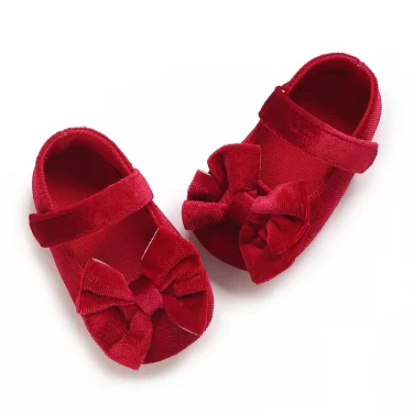 Spring and Autumn Girl Baby Shoes Classic Fashion Red Theme Cute Bow Princess Shoes Rubber Sole Anti slip Comfortable Walking Sh 4