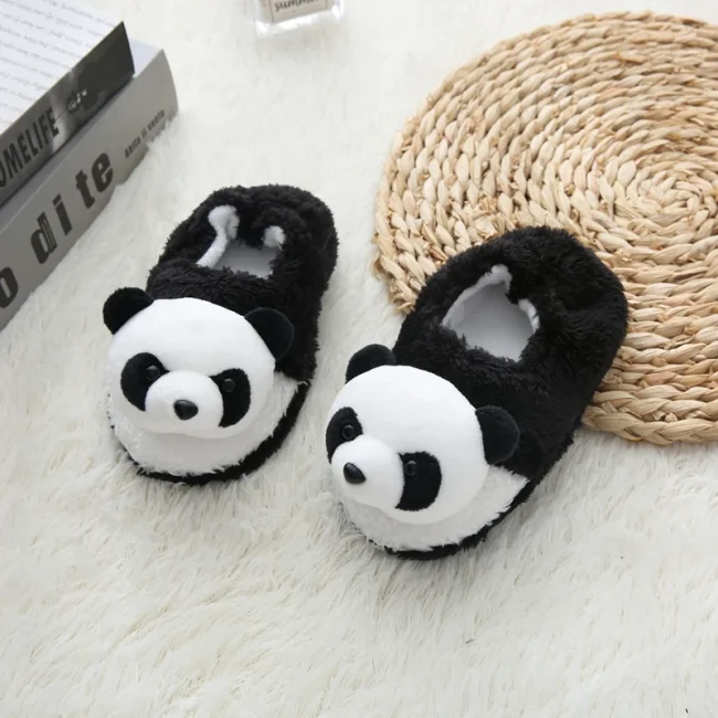 Children Toddler Girl Slippers Indoor Winter Plush Warm Shoes Cartoon 3D Panda Kid Boy Soft Rubber Sole Home Footwear Baby Items 1