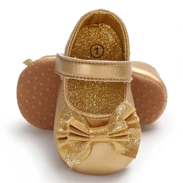Cute Spring Newborn Golden Baby Shoes Non Slip Cloth Bottom Girl Shoes Elegant Breathable Casual Baby First Walking Shoes 0-18 M 4