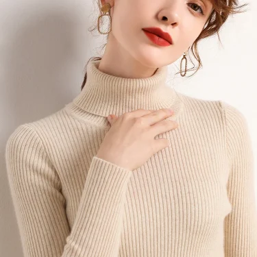 ITOOLIN Women Turtleneck Sweaters Casual Soft Cashmere Pullovers Elastic Jumpers Knit Slim Basic Sweater For Women Winter 2023 5