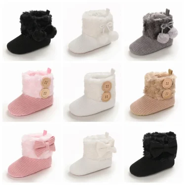 Winter Snow Boots For Newborn Baby Girls Booties Keep Warm Plush Inside Anti-slip Baby Infant Toddler Cute Soft Bottom Shoes 1