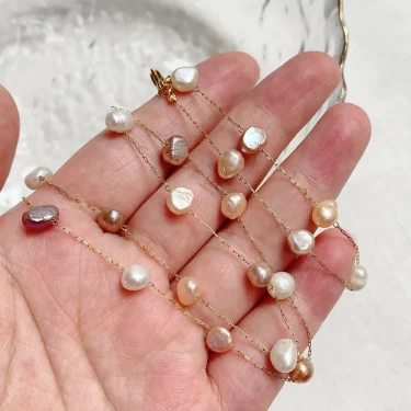 Irregular Pearl Charm Natural Freshwater Pearl Choker Necklace for Women Mixed White Purple Pink Baroque Pearl Chain Necklace 5