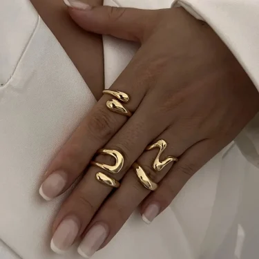 DIEZI One Set Irregular Geometric Rings For Women Men Girls Punk Fashion Beach style Gold Silver Color Knuckle Joint Ring 1