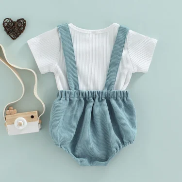 Ma&Baby 0-24M Newborn Infant Baby Boys Clothes Set Short Sleeve T-shirt Overalls Corduroy Shorts Outfits Summer Costumes D01 3