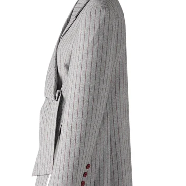 EAM Women Gray Striped Irregular Pleated Elegant Blazer New Lapel Long Sleeve Jacket Fashion Tide Spring Autumn 2024 CPDB342 2