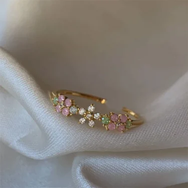 1pc New Y2K ins Cute Colorful Zircon Heart Flower Moon Butterfly For Women Girls Exquisite Fashion Jewelry Gifts 3