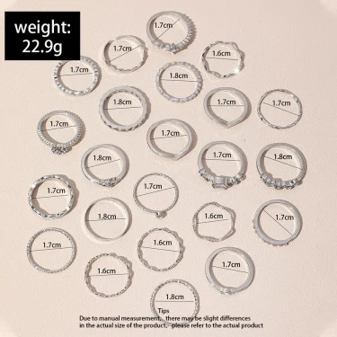 23Pcs Trendy Simple Knuckle Rings Set For Women Crystal Star Moon Eye Wave Ring Female Fashion Party Jewelry Accessories 3