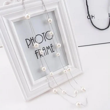 FSUNION 2025 New Long Double Layer Simulated Pearl Necklace Women Sweater Chain Female Collares Statement Jewlery Gifts 4