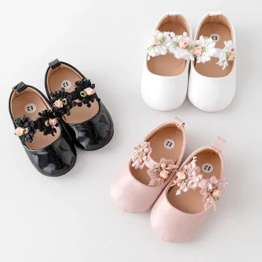 Baby Girl Shoes High Quality PU and TPR Anti-slip Sole Beautiful Flower Mary Jane Style Fashion Sandal Spring and Summer 0-6-12M 1