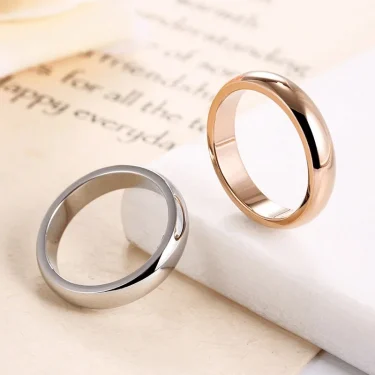 High quality 4mm Wholesale Simple Ring Fashion Rose Gold Ring Men's and Women's Exclusive Couple Wedding Ring 3