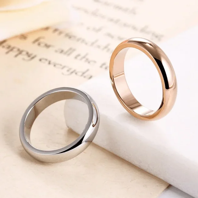 High quality 4mm Wholesale Simple Ring Fashion Rose Gold Ring Men's and Women's Exclusive Couple Wedding Ring 3