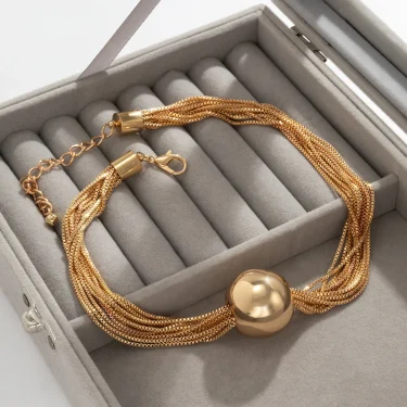 Punk Style Gold Color Metal Multilayer Box Chain Clavicle Necklace Ladies Hip Hop Round Necklaces Men Fashion Girls Jewelry 4