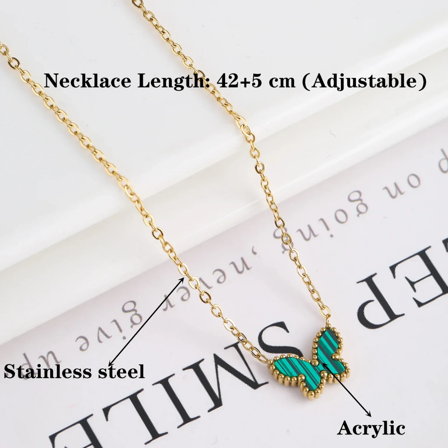 High Quality Metal Stainless Steel Laser Butterfly Jewelry Set Bracelet Necklace Earrings Luxury for Women Party Jewelry Clover 5